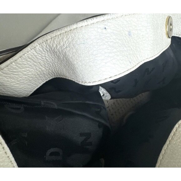 DKNY White Leather Drawstring Shoulder Bag With Tassels - Picture 8 of 15
